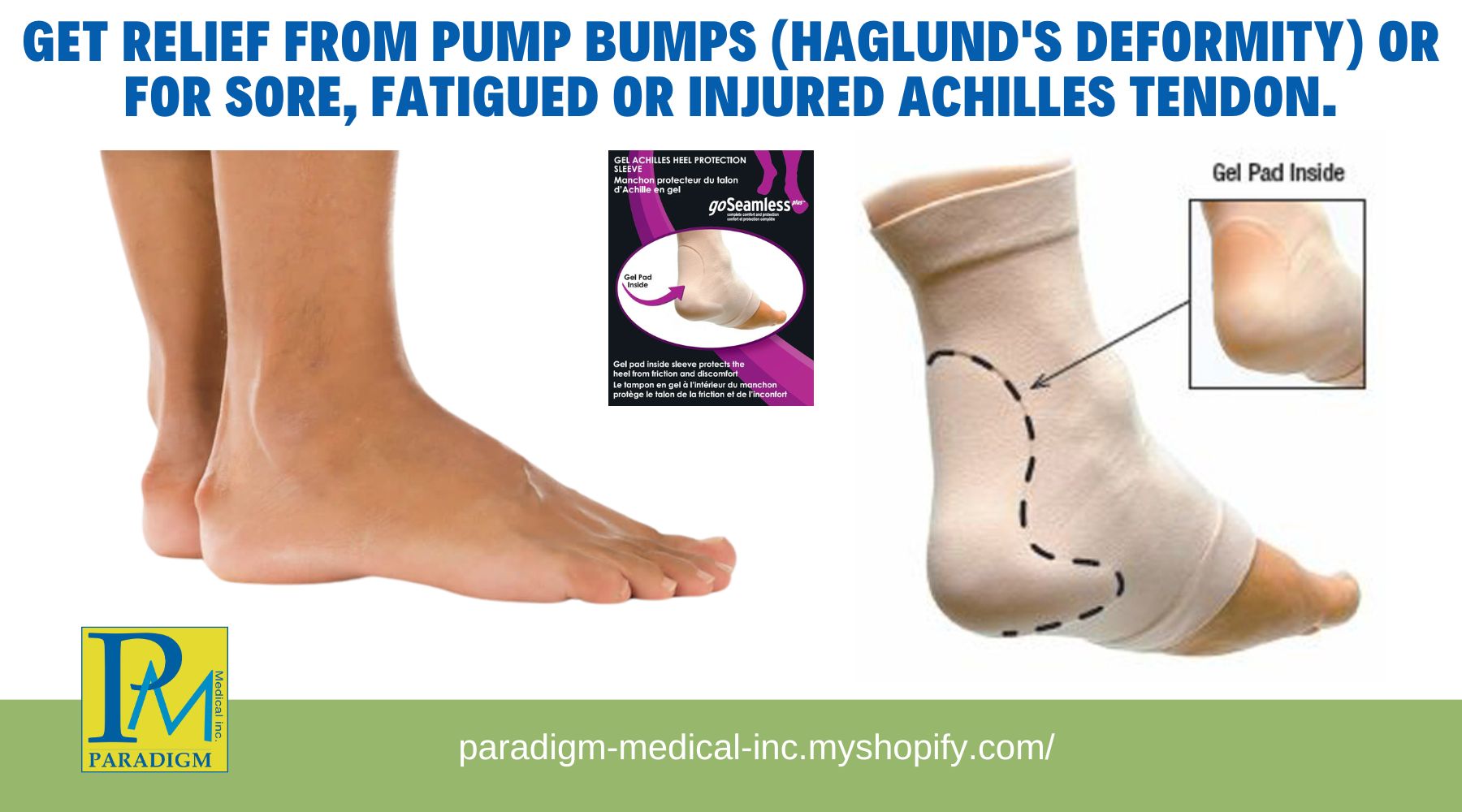 Get Relief from Pump Bumps (Haglund's Deformity) or for Sore, Fatigued or Injured Achilles Tendon.