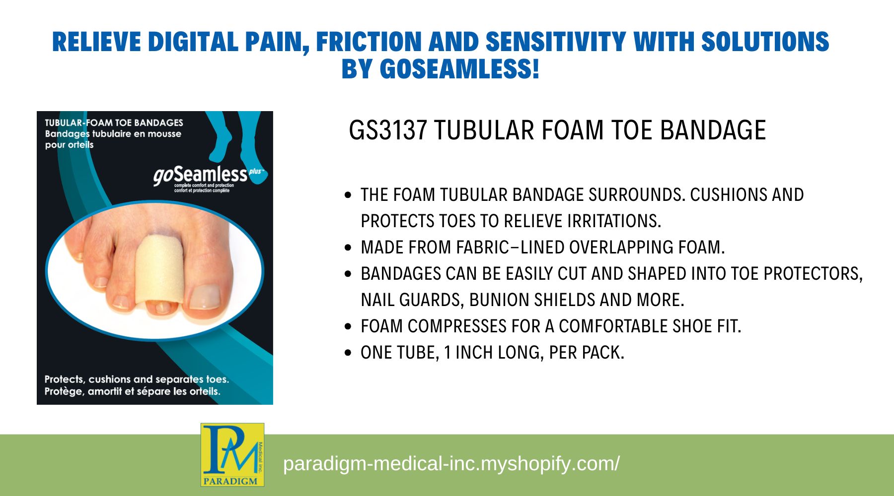 Minimize In-Between Toe Pressure with Our Tubular Foam Toe Bandage