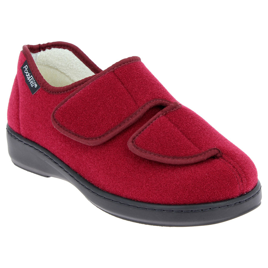 Podowell canada france slippers sandals comfort extra wide anti-skid adjustable red wine bordeaux