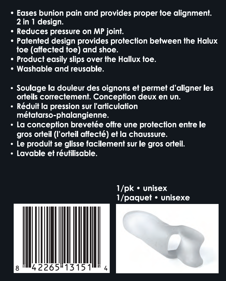 Hallux valgus bunion joints toes comfort cushion alignment metatarsal impact friction hypoallergenic gel