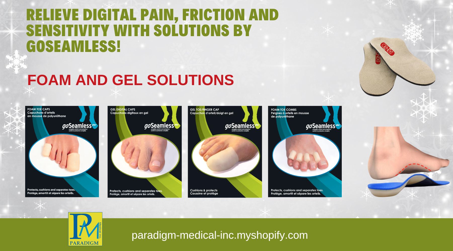 View of Year-Long Relief and Comfort with goSeamless Foot Care Products