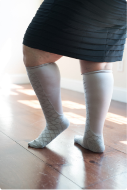 Xpandasox Diamond Texture Solid Heather Gray - Socks for Lymphedema, Wide Calves, Wraps & Bandages