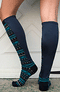 Xpandasox Solid Navy Symbolic Stripe - Socks for Lymphedema, Wide Calves, Wraps & Bandages