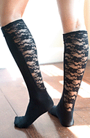 Xpandasox Lace Black - Socks for Lymphedema, Wide Calves, Wraps & Bandages